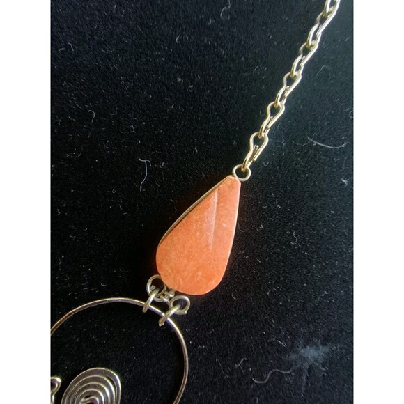 Vintage Hand-Made Peruvian Wire-Work Necklace, Orange Jasper - Picture 8 of 8